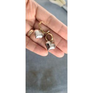 18k Saudi Gold two Tone Earrings 100% Authentic